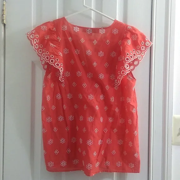 LOFT Coral Flutter Sleeve V-Neck Top, Size XS - Picture 4 of 4
